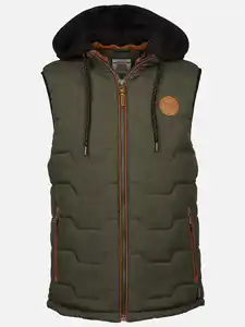 Herren Steppweste 2in1 mit Kapuze Oliv