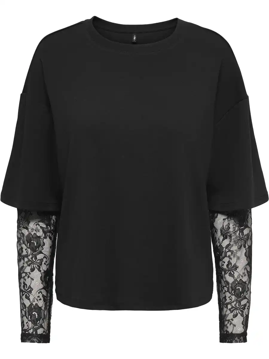 Bild 1 von Only ONLTAHLIA L/S LACE Langarmshirt mit Spitzeneinsätzen Schwarz