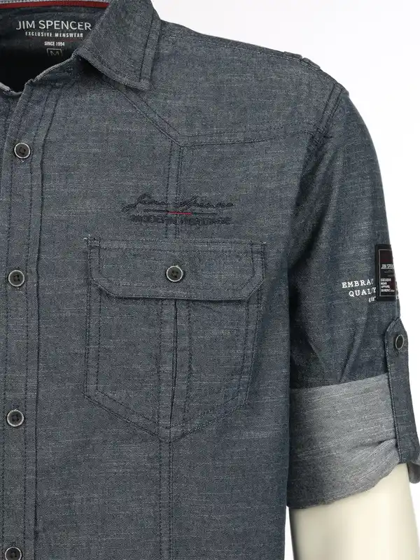 Bild 3 von Herren Freizeithemd mit Brusttaschen Blau