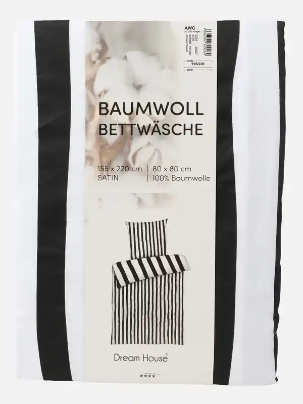 Bild 2 von Satin Bettwäsche, 155x200cm Schwarz