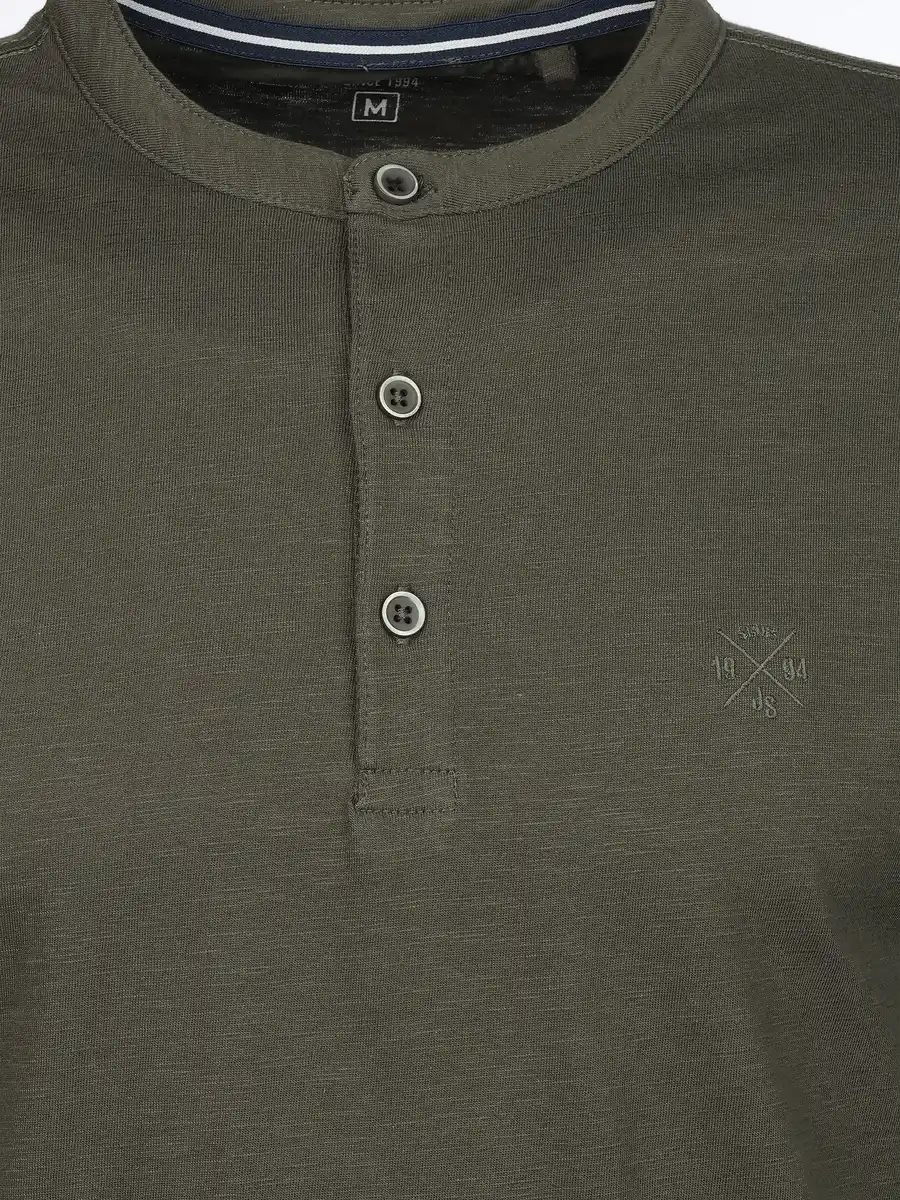 Bild 3 von Herren Henleyshirt mit Knopfleiste Oliv