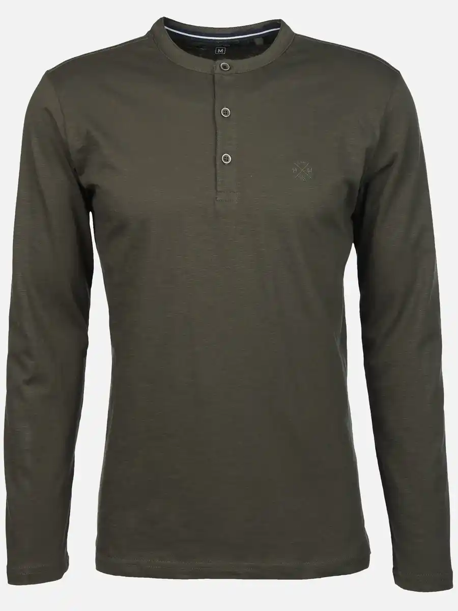 Bild 1 von Herren Henleyshirt mit Knopfleiste Oliv