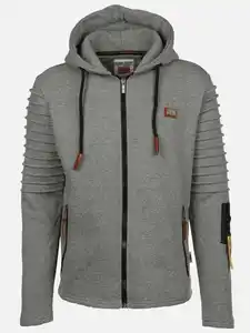 Herren Bikersweatjacke mit Kapuze Grau