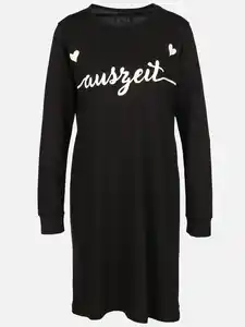 Damen Nachthemd mit Aufdruck Schwarz