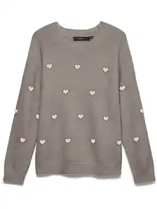 Vero Moda VMDOFFY INTARSIA LS O Pullover Beige