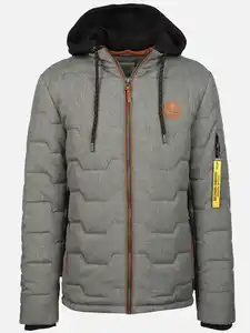 Herren Steppjacke mit vielen Details Silber