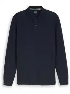 Herren Basic Langarm-Poloshirt Blau