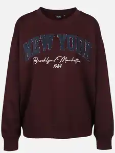 Damen Sweatshirt mit Stickerei Motiv Rot