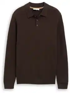 Herren Struktur Pullover mit Polokragen Braun