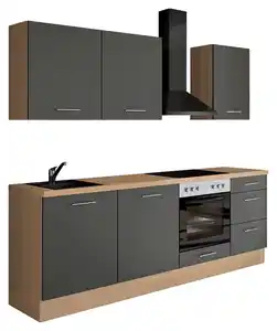 Küchenblock IBZ ohne Geräte ca. 230 cm Dunkelgrau, Graphitfarben