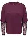 Bild 3 von Only ONLTAHLIA L/S LACE Langarmshirt mit Spitzeneinsätzen Rot