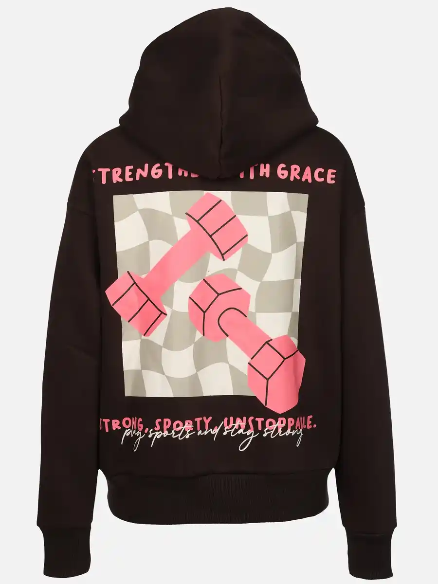 Bild 2 von Damen Hoodie mit Backprint Braun