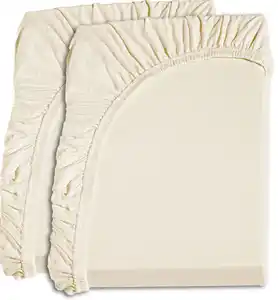2er Set - Jersey-Spannbetttuch Baumwolle Beige ca. 90 x 200 cm