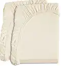 Bild 1 von 2er Set - Jersey-Spannbetttuch Baumwolle Beige ca. 90 x 200 cm