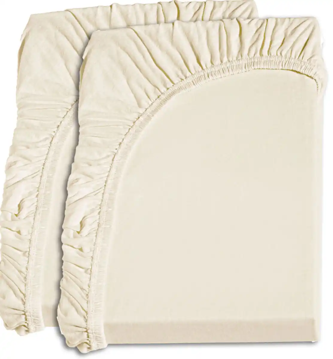Bild 1 von 2er Set - Jersey-Spannbetttuch Baumwolle Beige ca. 90 x 200 cm
