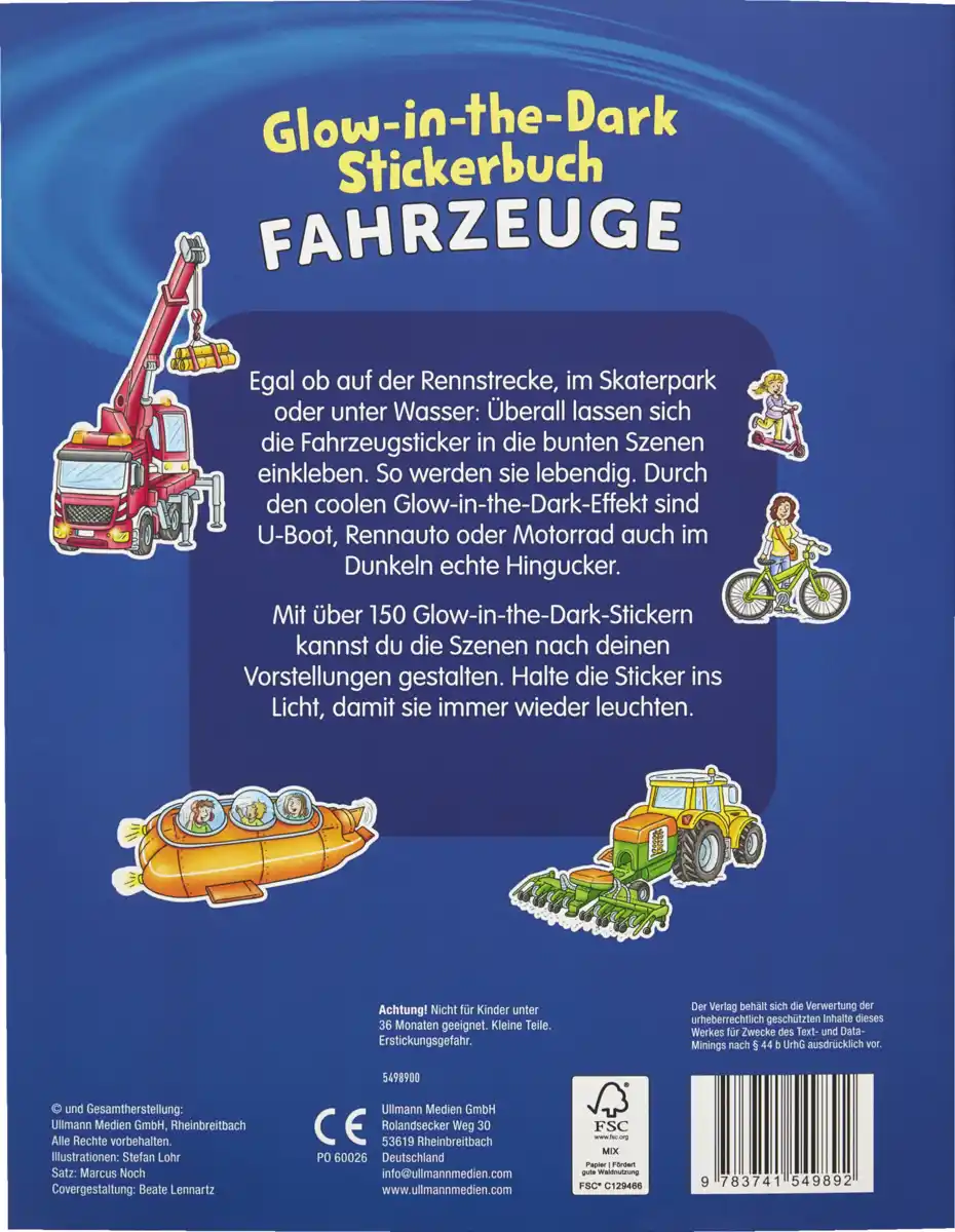 Bild 2 von Ullmann Medien Glow-in-the-Dark Stickerbuch Fahrzeuge