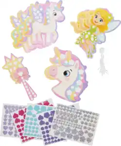IDEENWELT Glitzer-Mosaik-Figuren-Set Fee/Einhorn