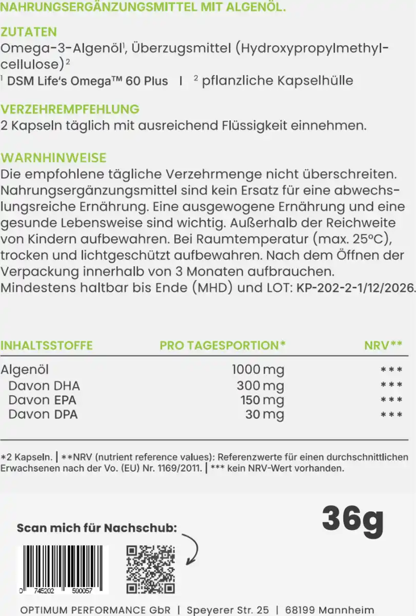 Bild 2 von OPTIMUM PERFORMANCE® Omega-3 vegan