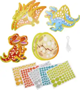 IDEENWELT Glitzer-Mosaik-Figuren-Set Dino