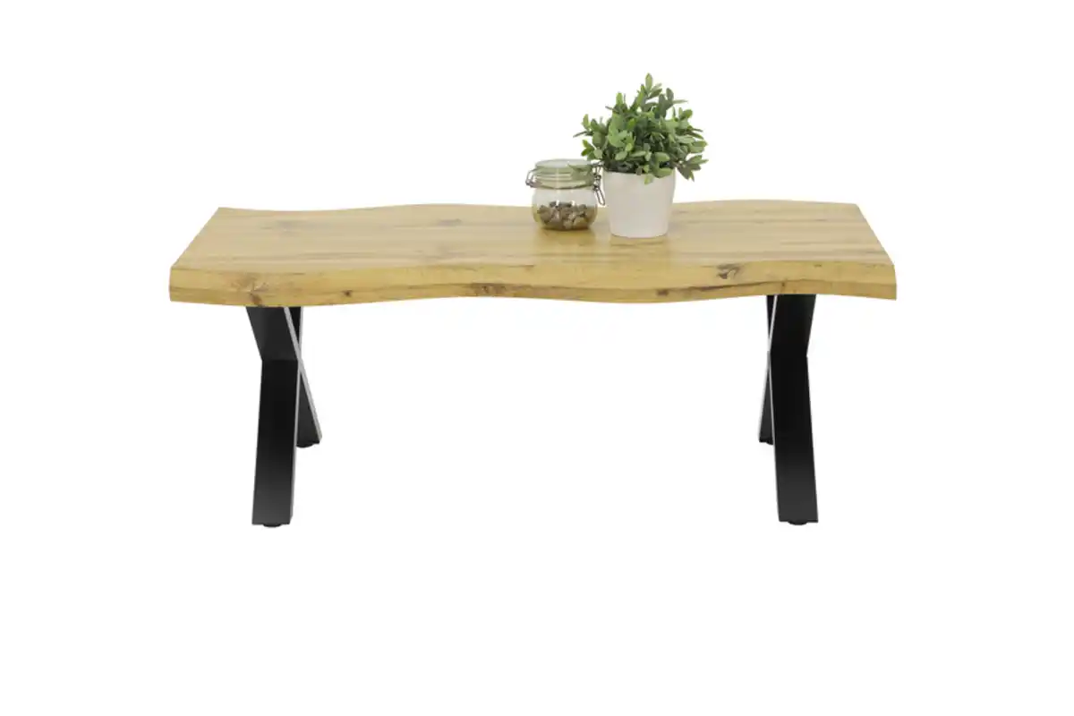 Bild 1 von Couchtisch Lewis 110x60 cm - Wildeiche Nachbildung -  X-Gestell Metall braun/schwarz