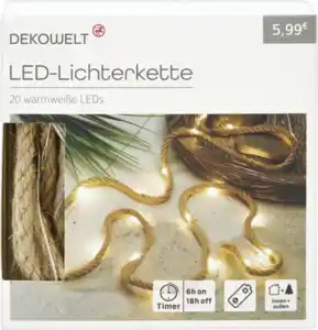 DEKOWELT LED-Lichterkette Sisal