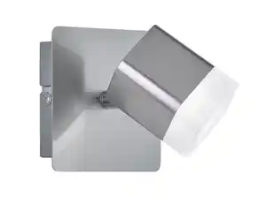 LED Wandleuchte mit Spot Roubaix nickelfarbig 10x10cm 11,5cm Metall Acryl verstellbar Strahler
