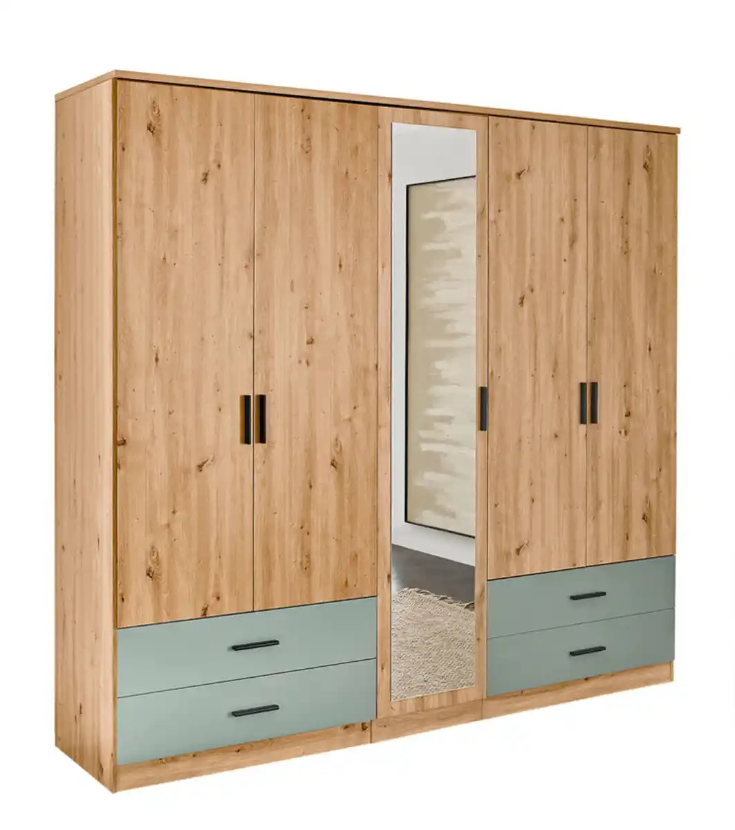 Bild 1 von Drehtürenschrank Savina 225 x 210 cm braun/ grün