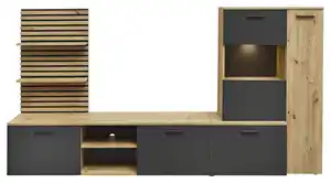 Anbauwand Heathrow 4-teilig 250x135 cm Artisan Eiche Dekor/Anthrazit