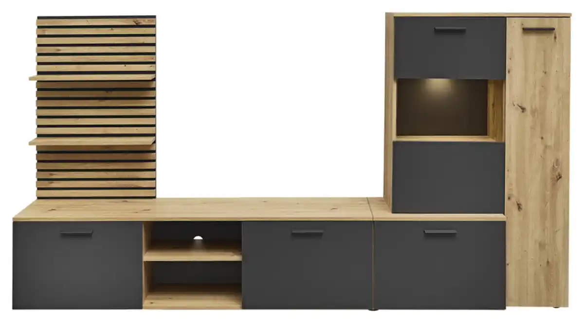 Bild 1 von Anbauwand Heathrow 4-teilig 250x135 cm Artisan Eiche Dekor/Anthrazit