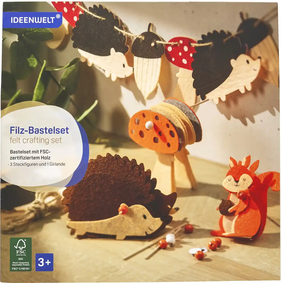 Bild 1 von IDEENWELT Filz-Bastelset Girlande Herbsttiere