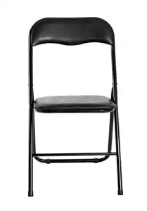 Klappstuhl Remo Lederlook Schwarz / Metallgestell schwarz