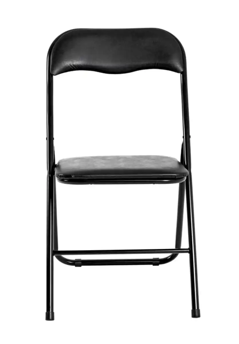Bild 1 von Klappstuhl Remo Lederlook Schwarz / Metallgestell schwarz