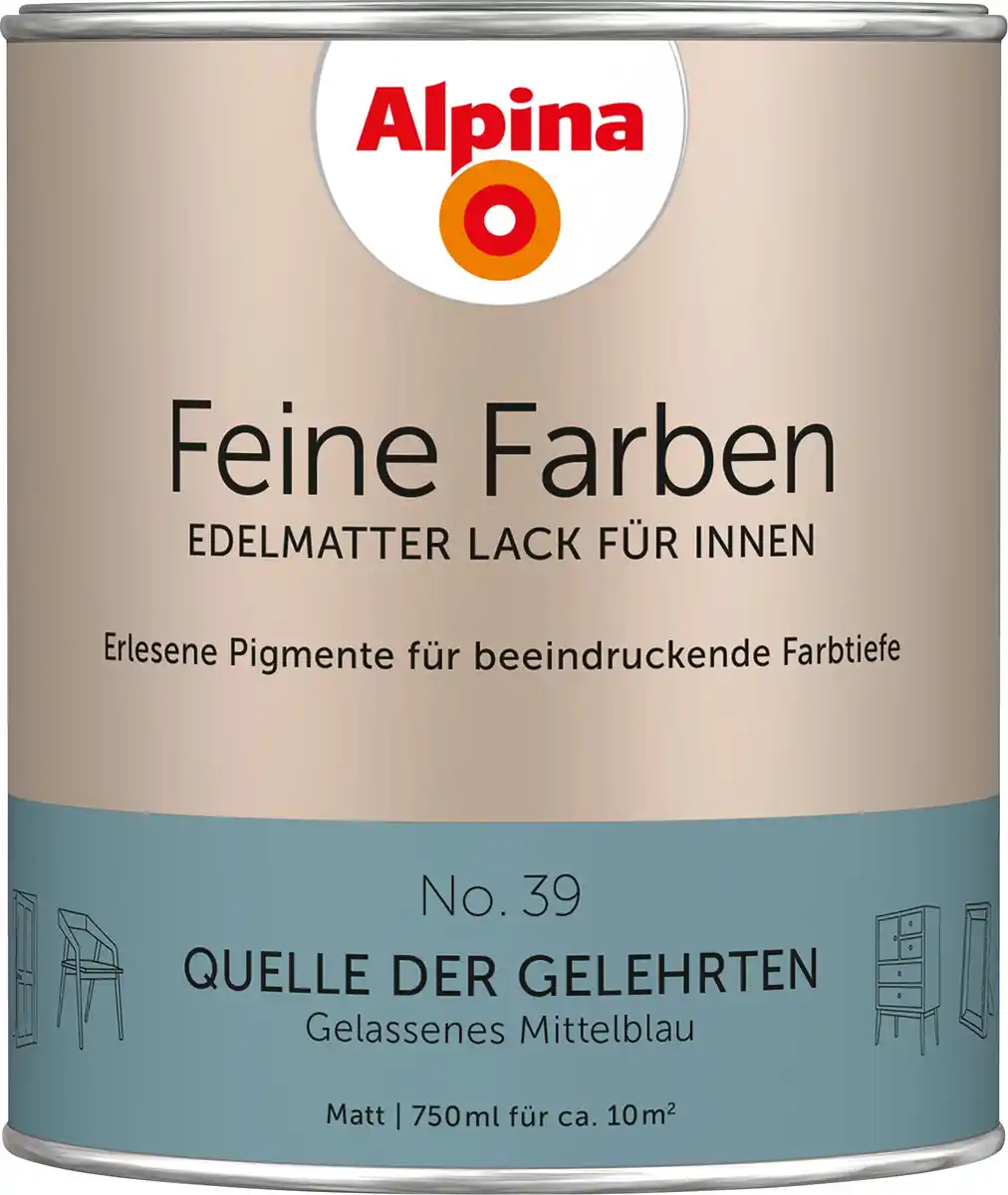 Bild 1 von Alpina Feine Farben Lack No. 39 Quelle der Gelehrten - mittelblau 750 ml