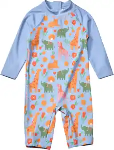 PUSBLU UV Badeoverall mit Safari-Muster, blau, Gr. 98/104, 1 St