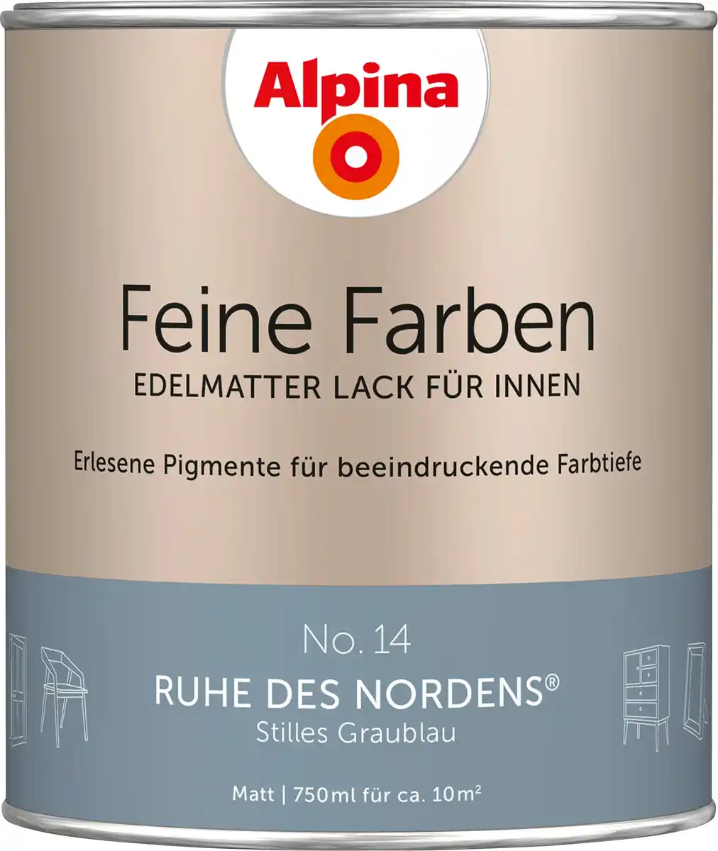 Bild 1 von Alpina Feine Farben Lack No. 14 Ruhe des Nordens - graublau 750 ml
