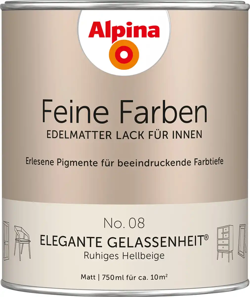 Bild 1 von Alpina Feine Farben Lack No. 08 Elegante Gelassenheit - hellbeige 750 ml