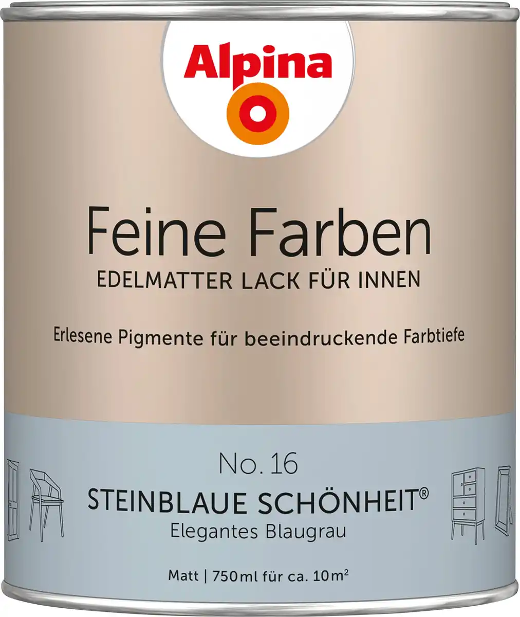 Bild 1 von Alpina Feine Farben Lack No. 16 Steinblaue Schönheit - blaugrau 750 ml
