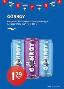 GÖNRGY Energy DrinkBlueberry Coconut oder Juneberry Jam
