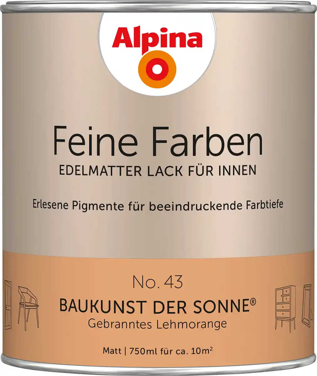 Bild 1 von Alpina Feine Farben Lack No. 43 Baukunst der Sonne - lehmorange 750 ml