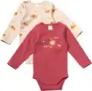 Bild 1 von ALANA Langarm-Bodys mit Löwen-Motiv, rot + beige, Gr. 98/104, 2 St