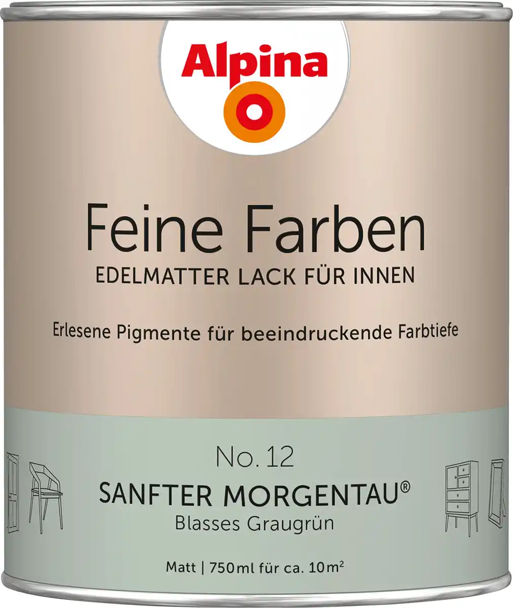 Bild 1 von Alpina Feine Farben Lack No. 12 Sanfter Morgentau - graugrün 750 ml