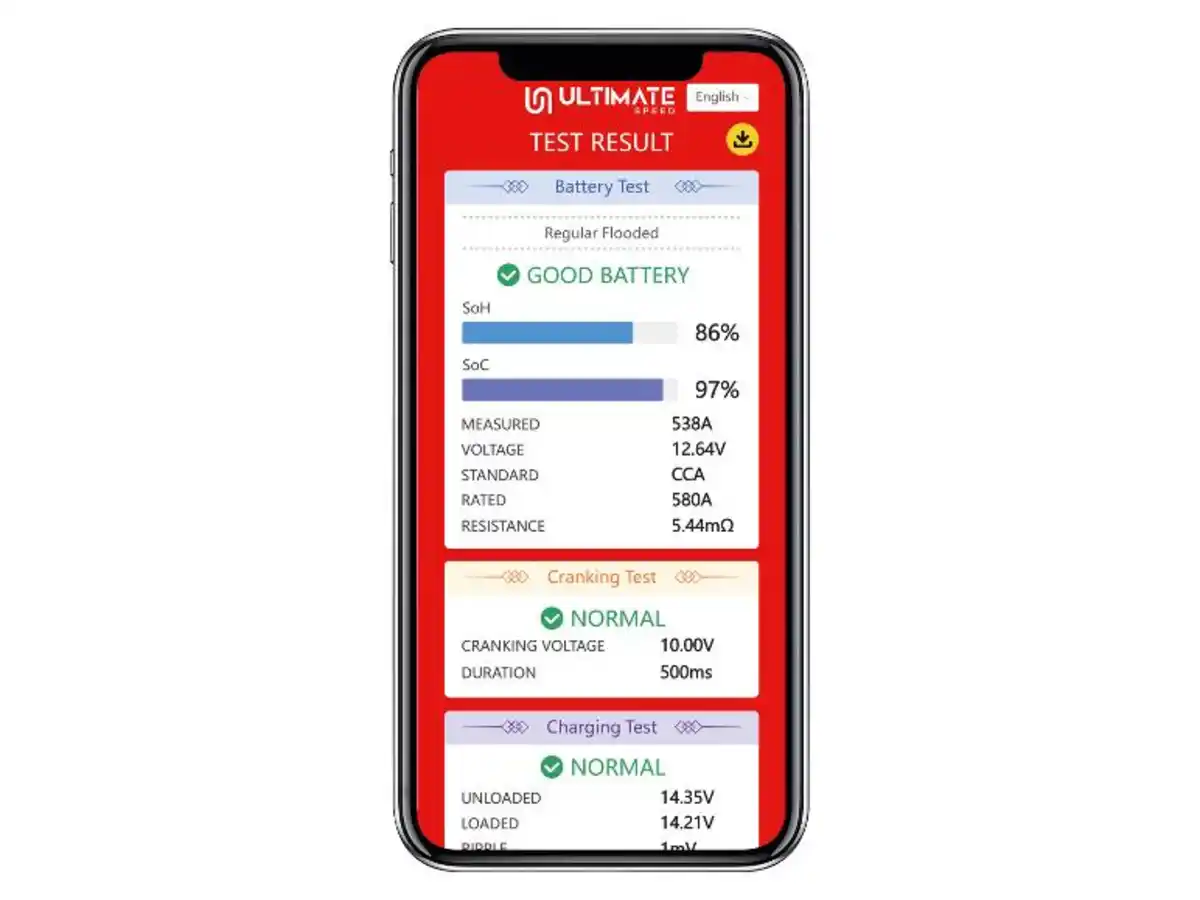 Bild 3 von ULTIMATE SPEED® Premium-KFZ-Batterie-Diagnosegerät »USBD1 A1«