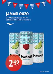 JAMASI OUZO Sour Cherry oder Lemon 10 % Vol.
