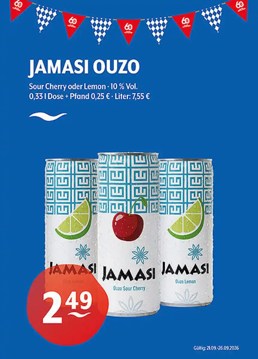 Bild 1 von JAMASI OUZO Sour Cherry oder Lemon 10 % Vol.