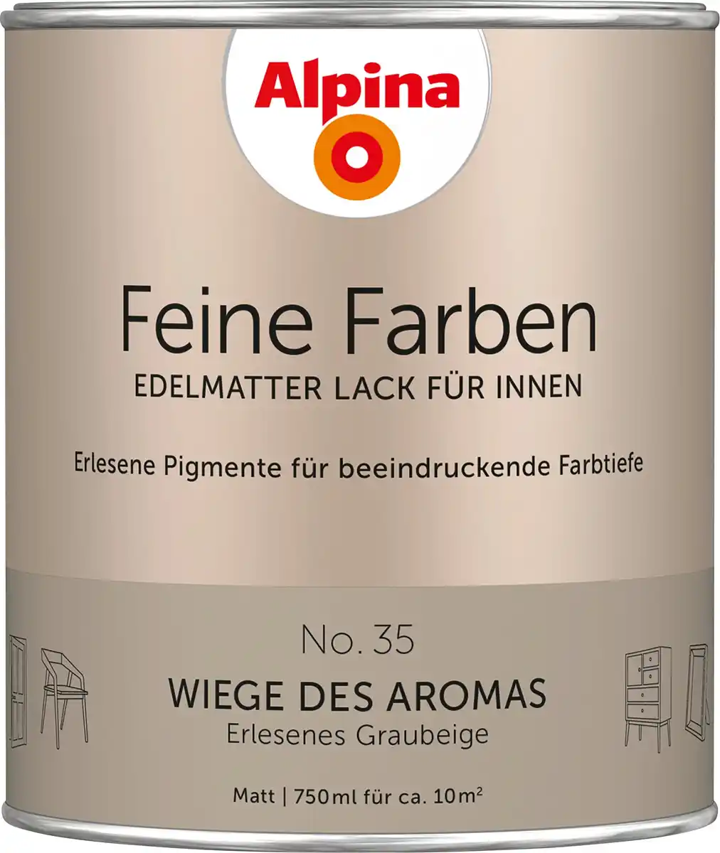 Bild 1 von Alpina Feine Farben Lack No. 35 Wiege des Aromas - graubeige 750 ml