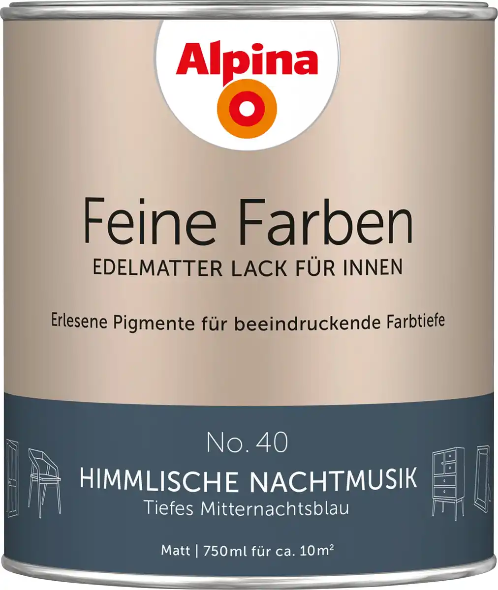 Bild 1 von Alpina Feine Farben Lack No. 40 Himmlische Nachtmusik - mitternachtsblau 750 ml