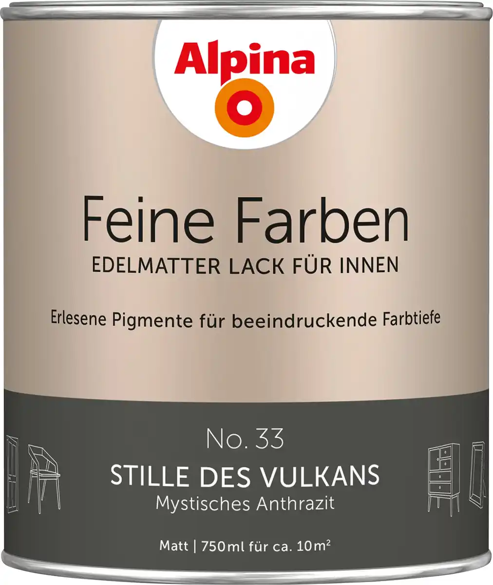 Bild 1 von Alpina Feine Farben Lack No. 33 Stille des Vulkans - anthrazit 750 ml