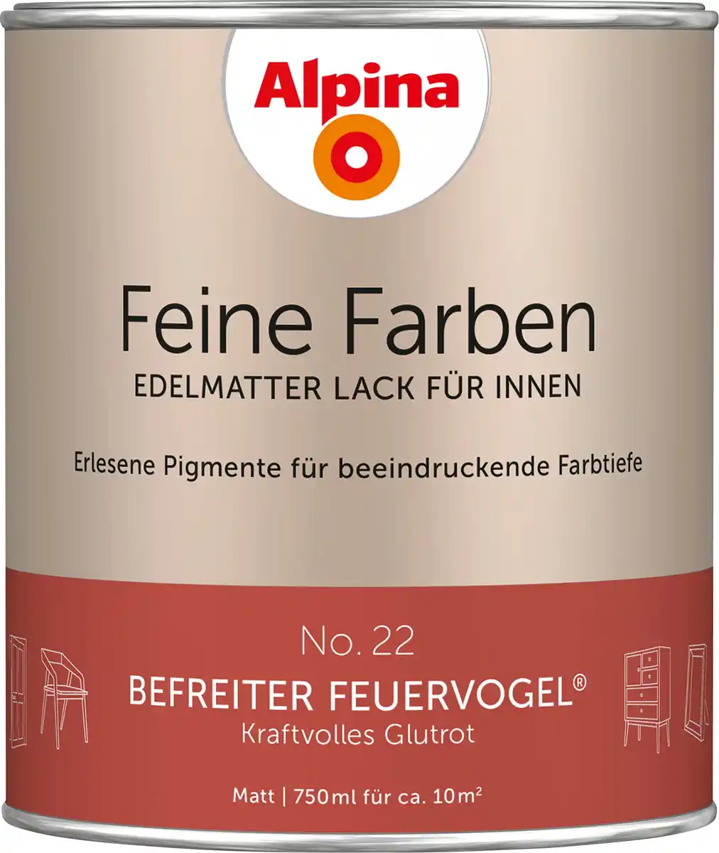 Bild 1 von Alpina Feine Farben Lack No. 22 Befreiter Feuervogel - glutrot 750 ml