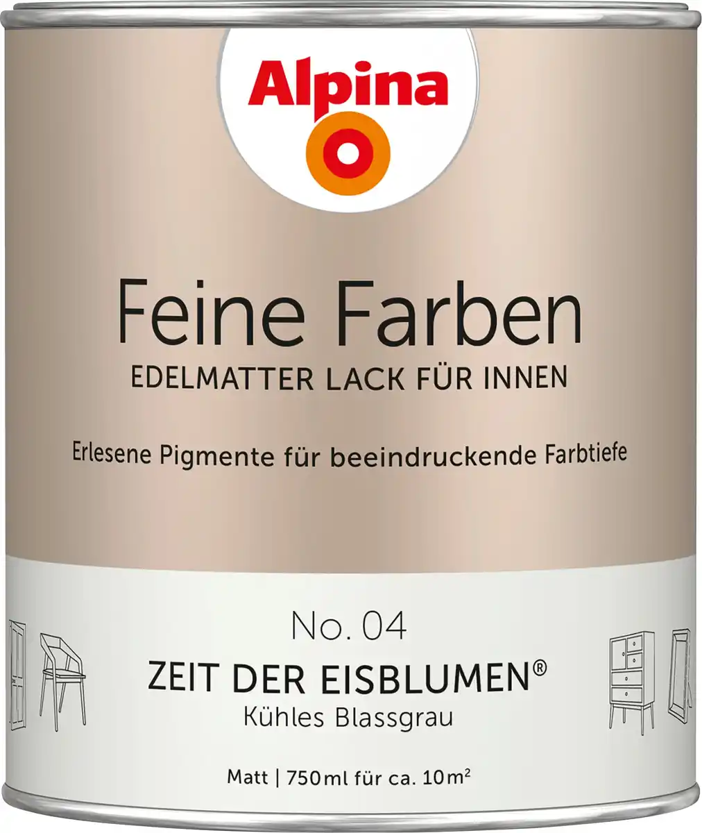 Bild 1 von Alpina Feine Farben Lack No. 04 Zeit der Eisblumen - blassgrau  750 ml