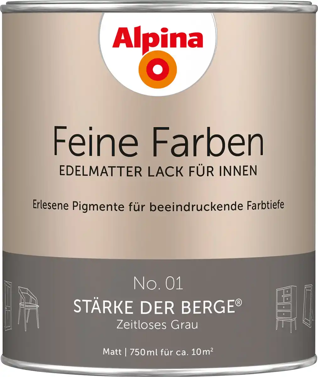 Bild 1 von Alpina Feine Farben Lack No. 01 Stärke der Berge - grau 750 ml